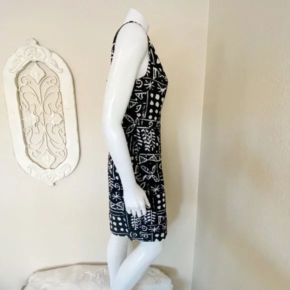 George Georgiou | Womens Vintage Black/White Silk Pattern Shift Dress | Size: M - Picture 6 of 8